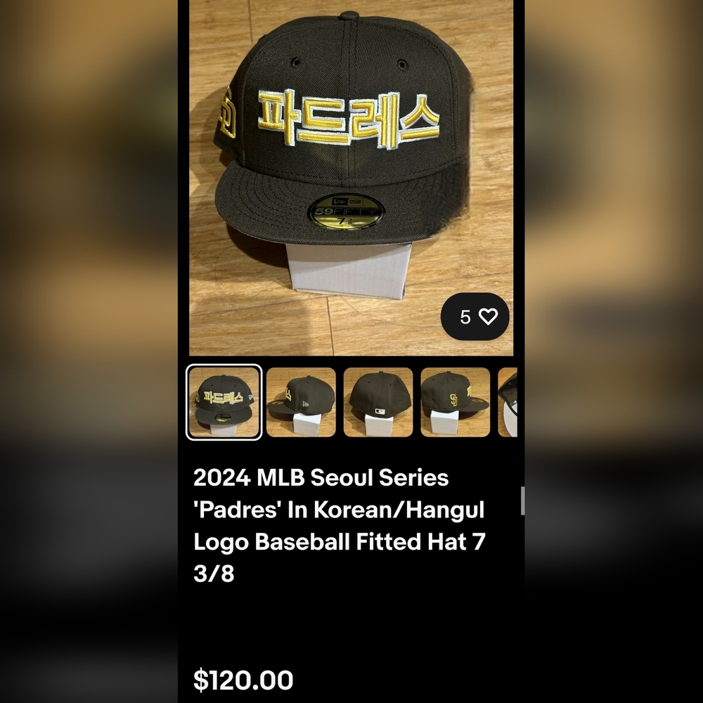 2024 MLB Seoul Series Korean/Hangul Logo SD Padres Fitted Hat 7 3/8 - Picture 5 of 5